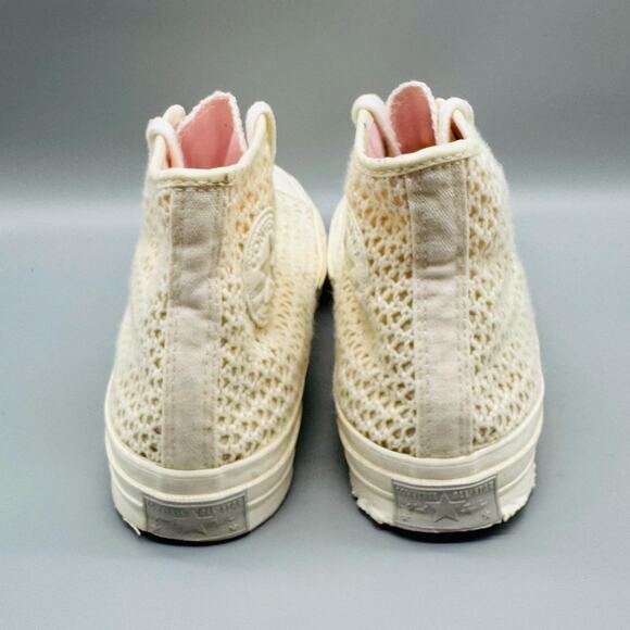 Converse Shoes Womens 9.5 Ivory Chuck Taylor All Star Crochet High Top Sneakers - Picture 5 of 11